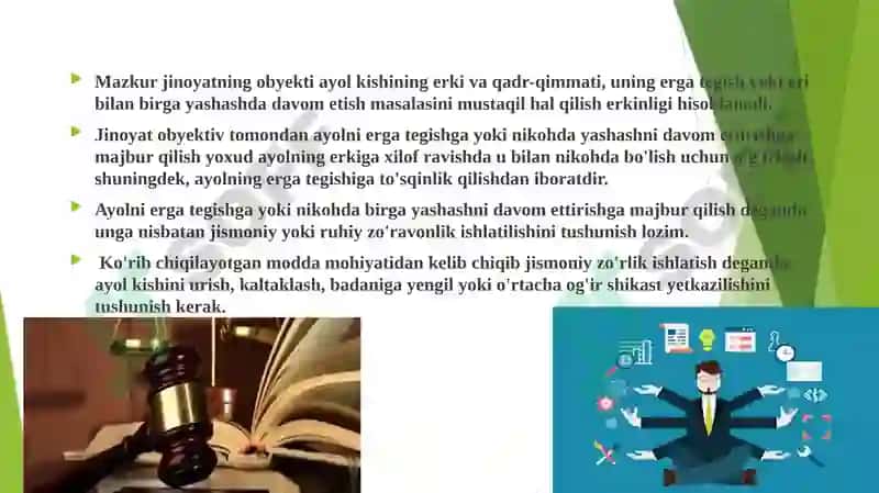 Ayolni erga tegishga majbur qilish yoki uning ergategishigato’sqinlikqilish 4
