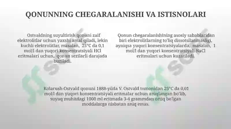 Kolarush va Ostvald suyultirish qonuni 4