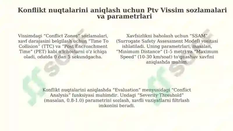 PTV VISSUM dasturida T simon va 4 tomonli chorrahalarda ziddiyatli nuqtalarni aniqlash 4