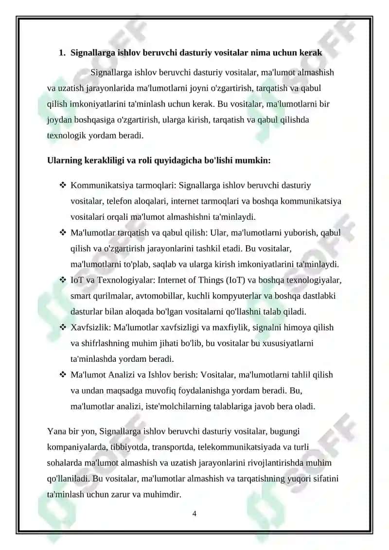 SIGNALLARGA ISHLOV BERUVCHI O‘RNATILGAN APPARAT-DASTURIY VOSITALAR 4