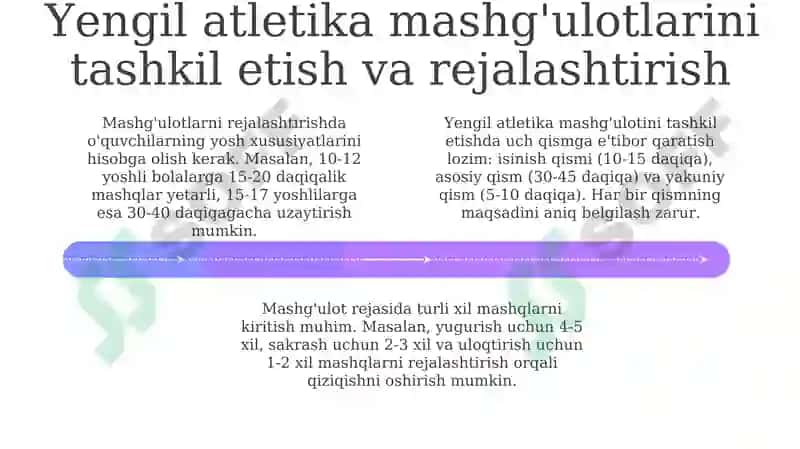 Yengil atletika mashg'ulotlarini tashkil etish va o'tkazish usullari 4