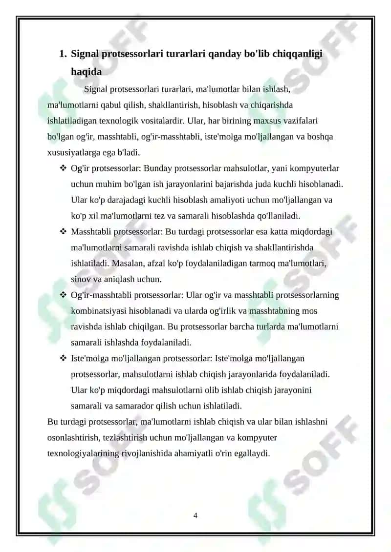 SIGNAL PROTSESSORLARI TURLARI, KONVEER VA SUPERSKALYAR ARXITEKTURALAR 4
