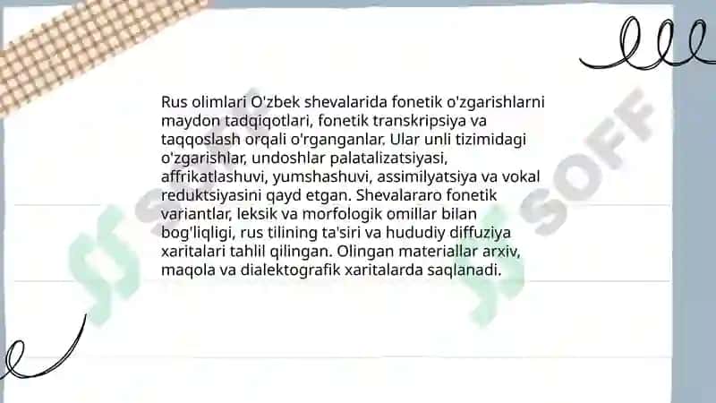 Rus olimlari tomonidan O'zbek shevalarining tadqiqati 4