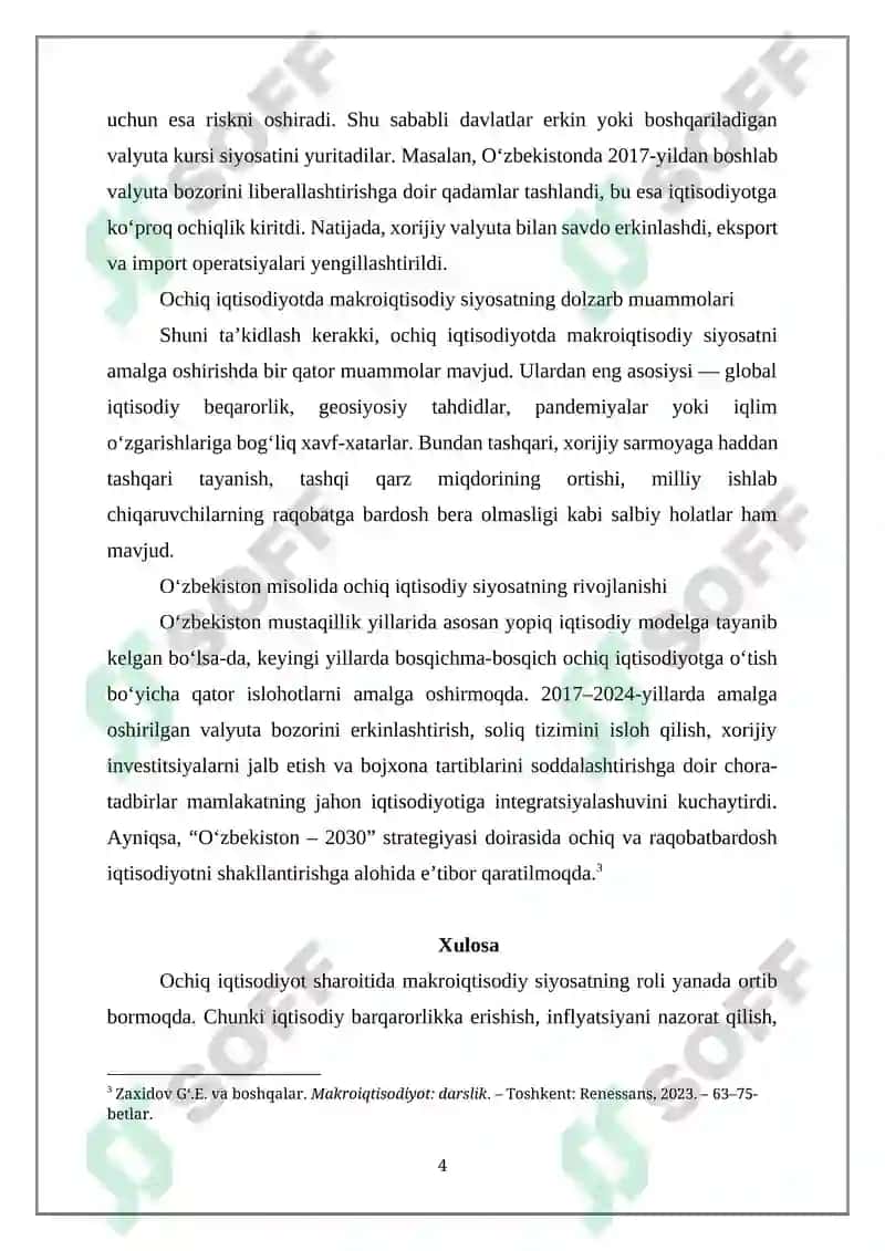 OCHIQ IQTISODIYOTDA MAKROIQTISODIY SIYOSAT 4