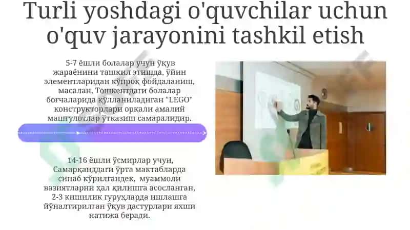 Yoshga moslashtirilgan o'quv materiallari va uslublari 4