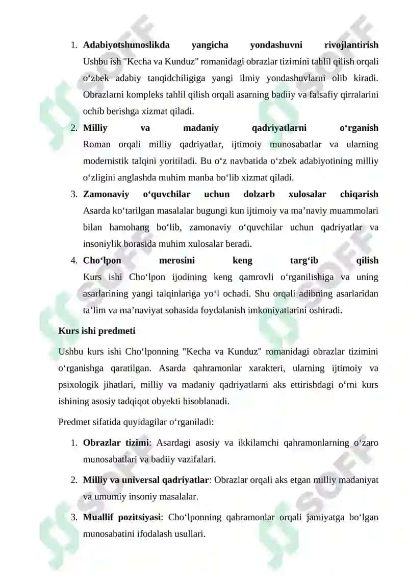Cho'lponning Kecha va kunduz asarini obrazlar tizimi orqali tahlil qilish 4
