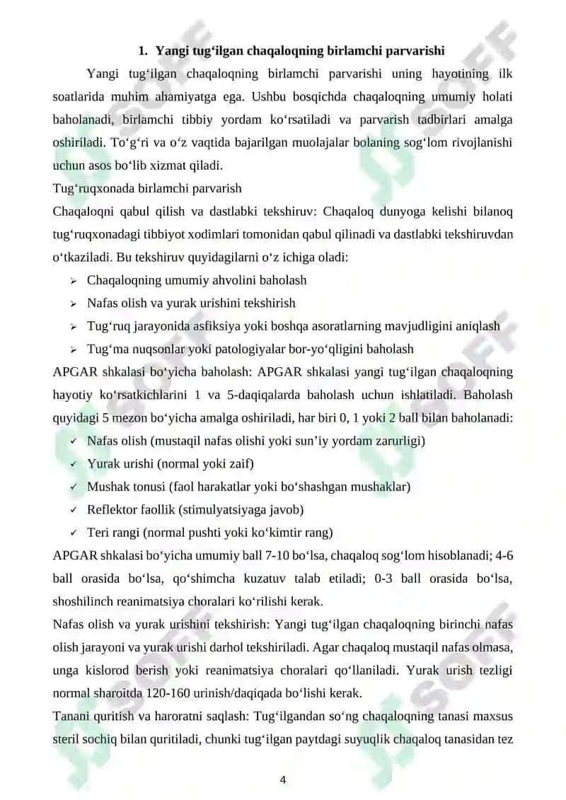 BOLALAR KASALLIKLARI PROPEDEVTIKASI FANIDAN KALENDAR TEMATIK REJA 4