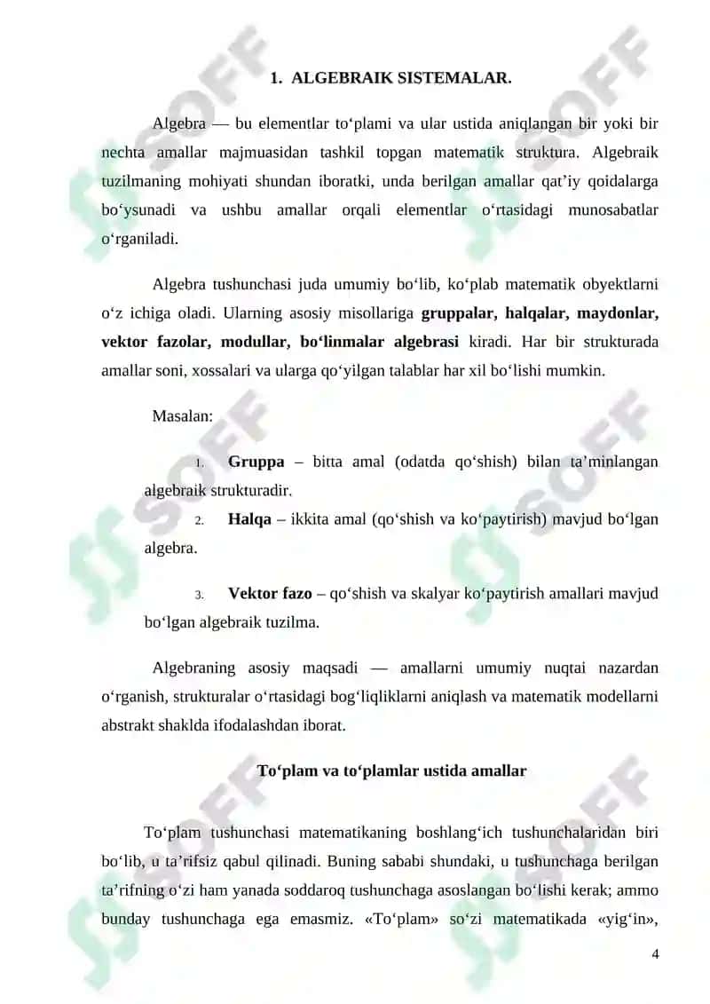 Algebralarning gomomorfligi va izamorfligi 4