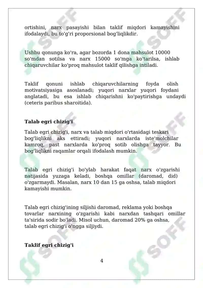 Bozor muvozanati: talab, taklif va narx shakllanishi 4