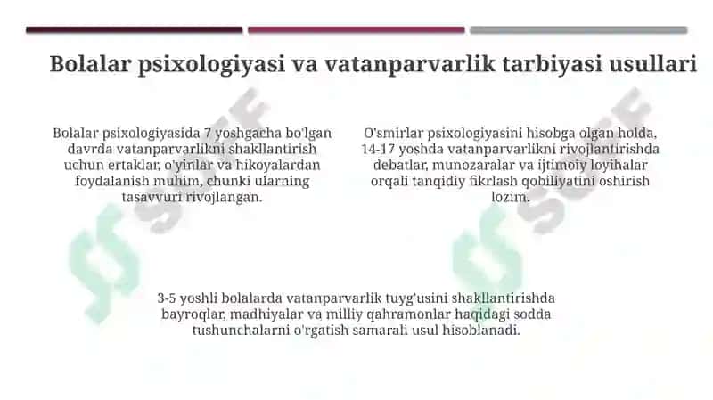 Vatanparvarlik, Fuqarolik Mas'uliyati va Qonunga Hurmatni Shakllantirish Asoslari 4