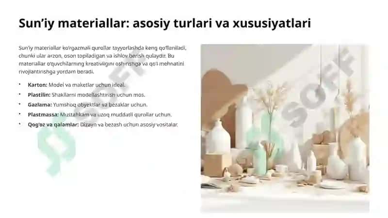 Tabiiy fanlardan mavzular bo‘yicha sun’iy materiallardan ko‘rgazmali qurollar tayyorlash 4