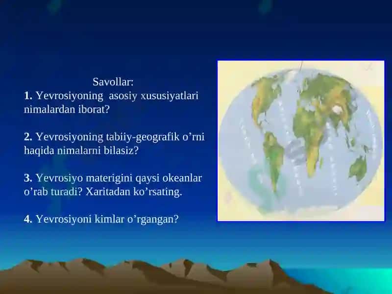 Yevrosiyoning geologik tuzilishi va foydali qazilmalari 4