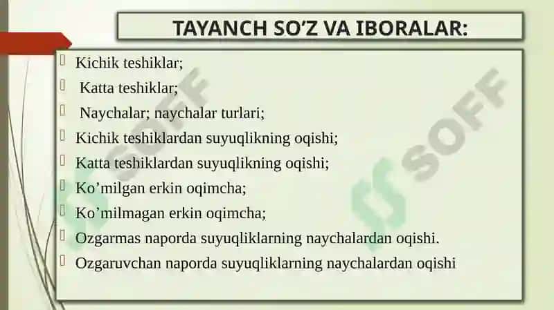 MA’RUZA:YUPQADEVORDAGI KICHIK TESHIKCHADAN OQIB CHIQAYOTGAN SUVNING HARAKATI 4