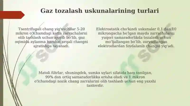 Gaz tozalovchi apparatlarining changushlab qolish samaradorligi qanday aniqlanadi? 4