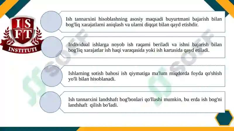 Partiyalar bo‘yicha va xizmat ko‘rsatish bo‘yicha harajatlarni hisoblash 4
