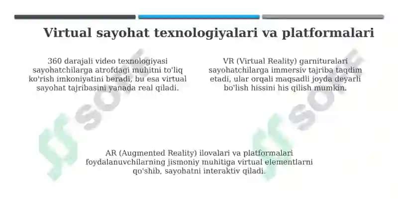 Virtual sayohatlar: Ta'rif, turlari va roli 4