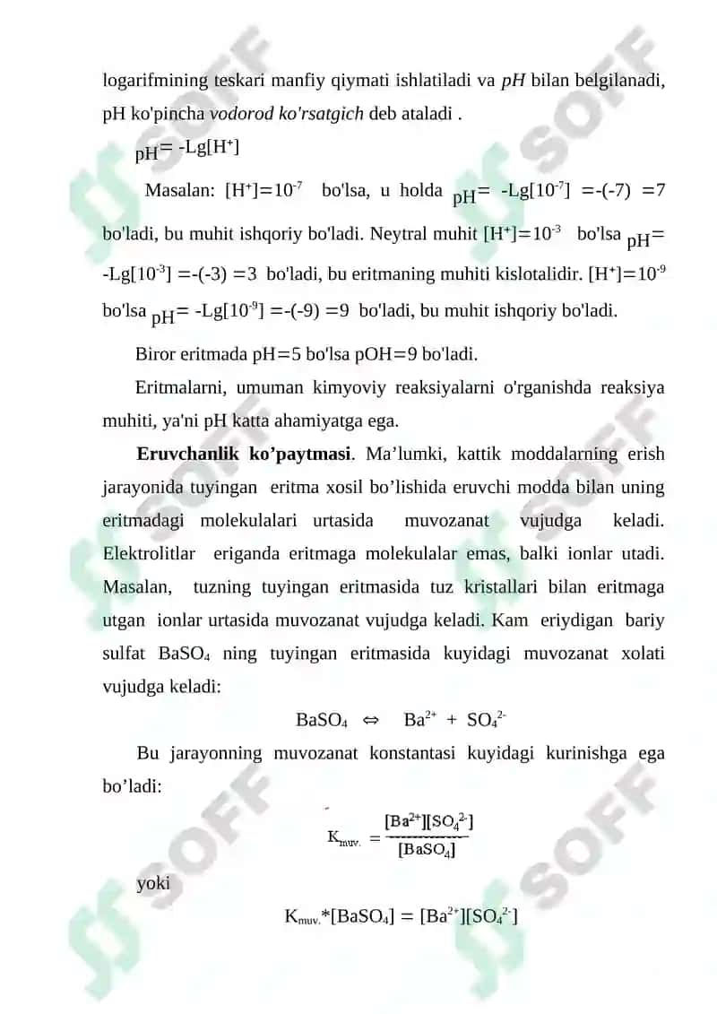 Vodorod ko'rsatkich. Tuzlar gidrolizi 4