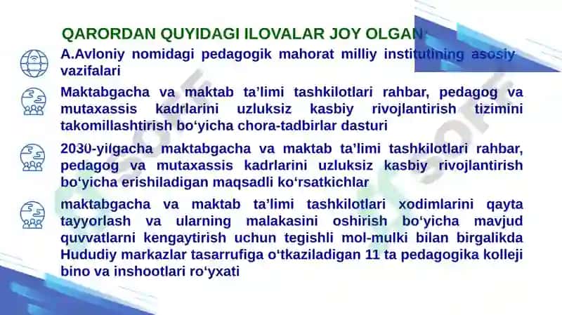 "UZLUKSIZ KASBIY RIVOJLANTIRISH TIZIMINI TAKOMILLASHTIIRISH YOKI“KASBIY RIVOJLANTIRISH KUNI”VA“KASBIY RIVOJLANTIRISH SOATI”TUSHUNCHALARI HAQIDA" 4