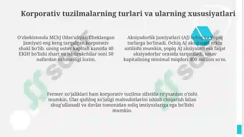 O'zbekistonda tadbirkorlik faoliyatining korporativ shakllari 4