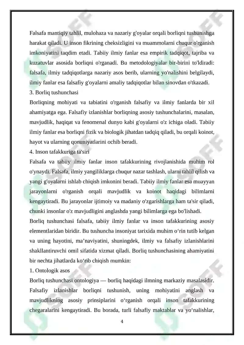 Falsafa va tabiiy ilmiy fanlarda borliqning mohiyatiga oid konsepsiyalar 4