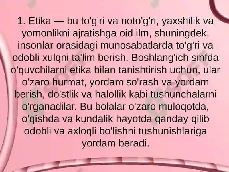 Boshlang'ich sinf o'quvchilarida etika va estetika shakllantirish. 4