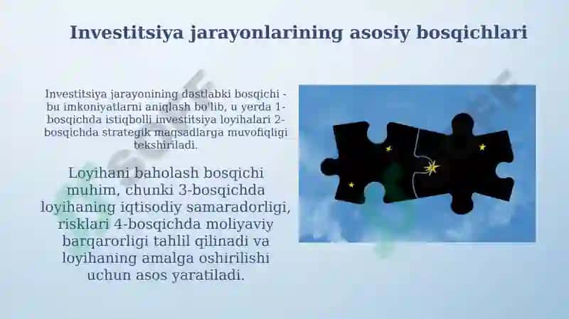 Investitsiya jarayonlarining mazmuni va asosiy bosqichlari 4