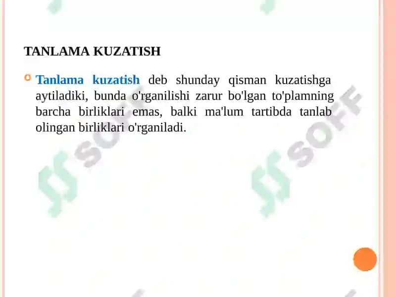 Tanlab kuzatishning qo’llanilishi 4