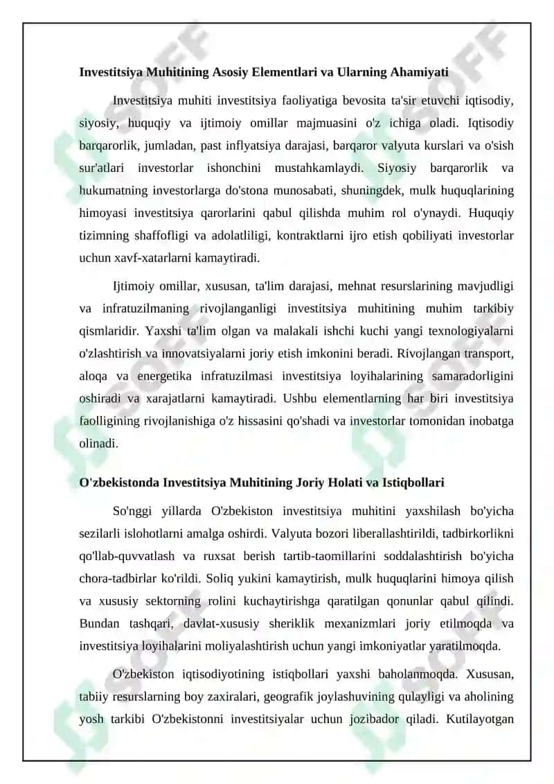 Investitsiya faoliyatini rivojlantirishda investitsiya muhitining orni 4