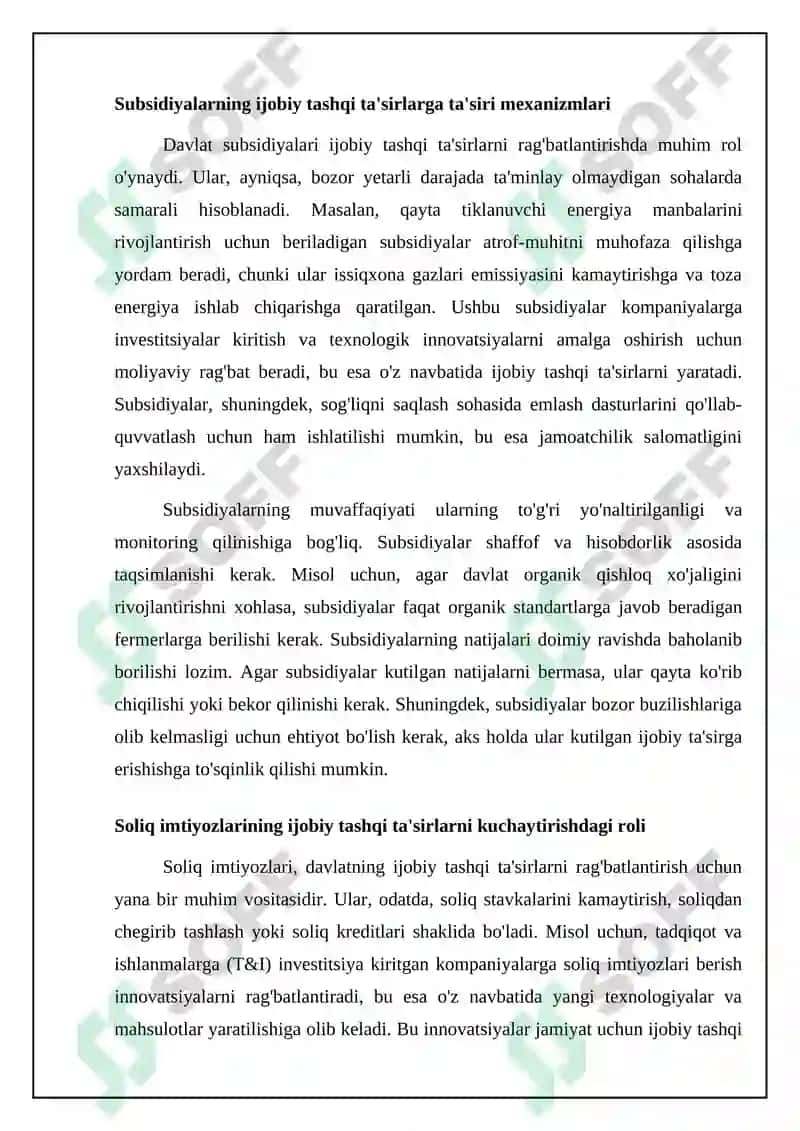 Davlat tomonidan ijobiy tashqi taʼsirlarni ragʻbatlantirish mexanizmlari 4