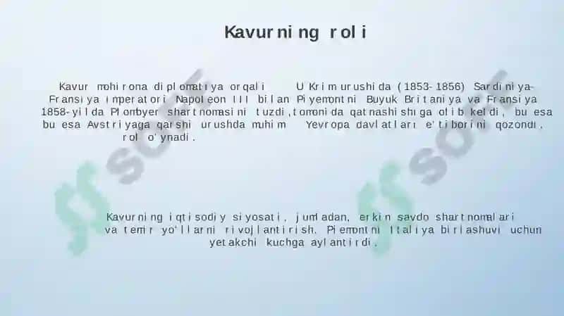 Benzo kamillo kavurning italiyani birlashtirishdagi o‘rni 4