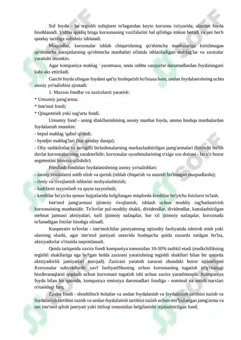 Korxona Foydasi va ishlatilishi 4