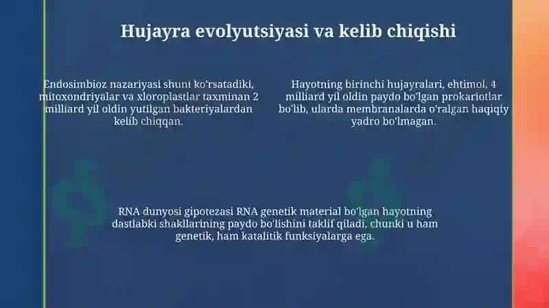 Hujayra nazariyasi, uning shakllari va evolyutsiyasi 4