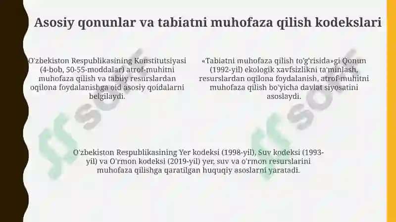 Oʻzbekiston Respublikasi Tabiatini asrashgadoira qonunlarini oʻrganish 4