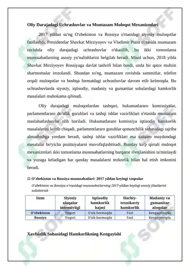 O'zbekiston va Rossiya o'rtasidagi aloqalar:"2017-yildan keyingi voqealar 4