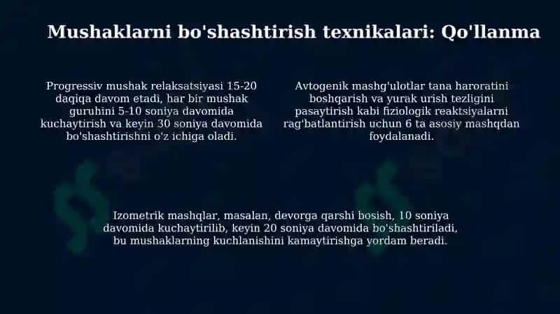 NAFAS OLISH MASHQLARI VA MUSHAKLARNI BOʻSHASHTIRISH MASHQLARI 4