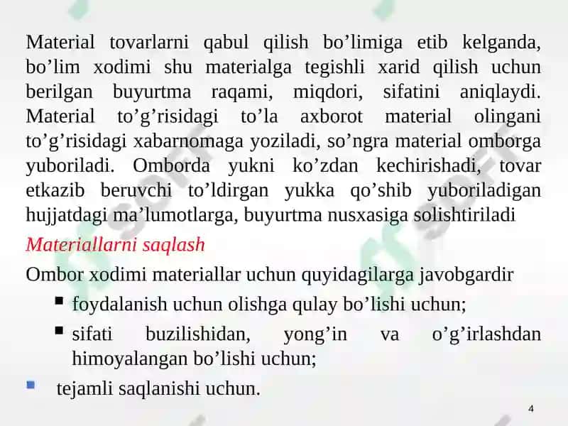 MATERIAL XARAJATLARINING HISOBI 4