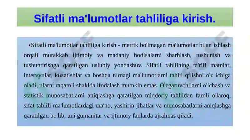 Sifatli ma'lumotlarni tahlil qilish 4