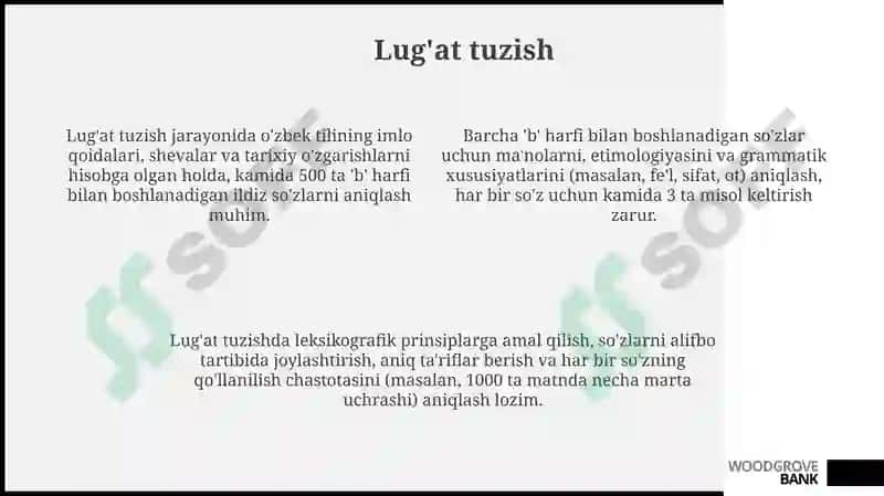 Oʻzbek tilida“B” harfi bilan boshlanuvchi oʻzak soʻzlarni aniqlovchi dastur 4