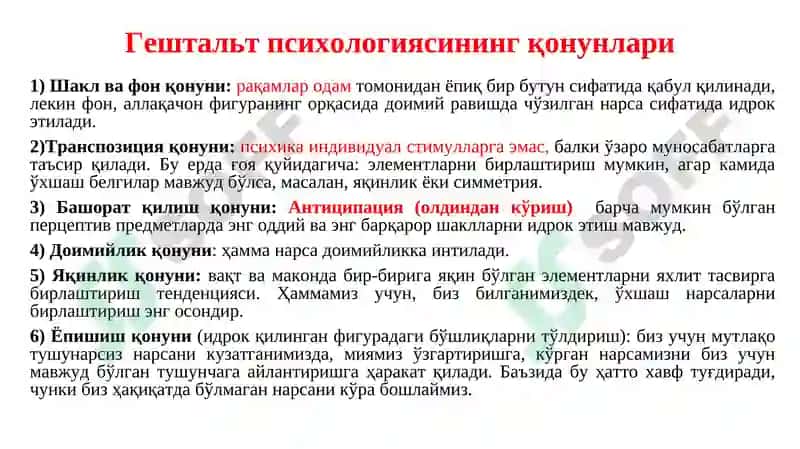 Гештальт психология мактабларнинг ривожланиши 4