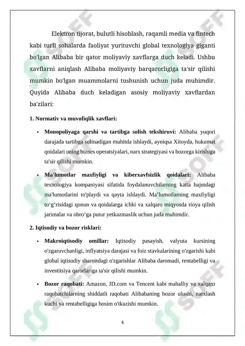 Alibaba kompaniyasining moliyaviy barqarorlik tahlili 4