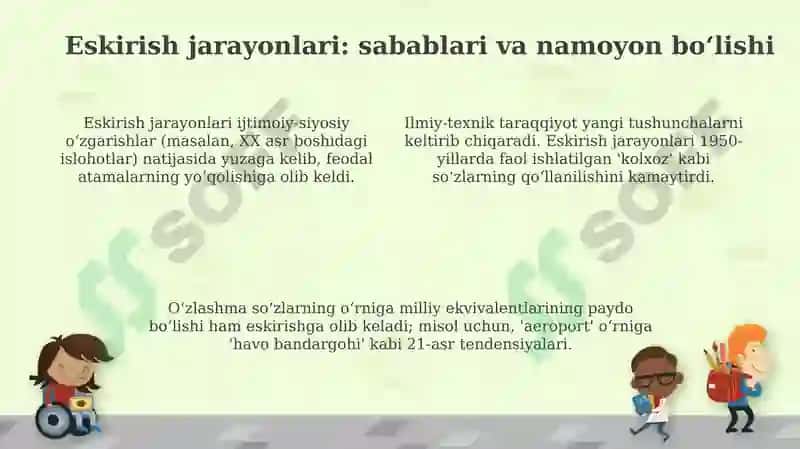 O'zbek tili leksikasida eskirish va yangilanish jarayonlari 4