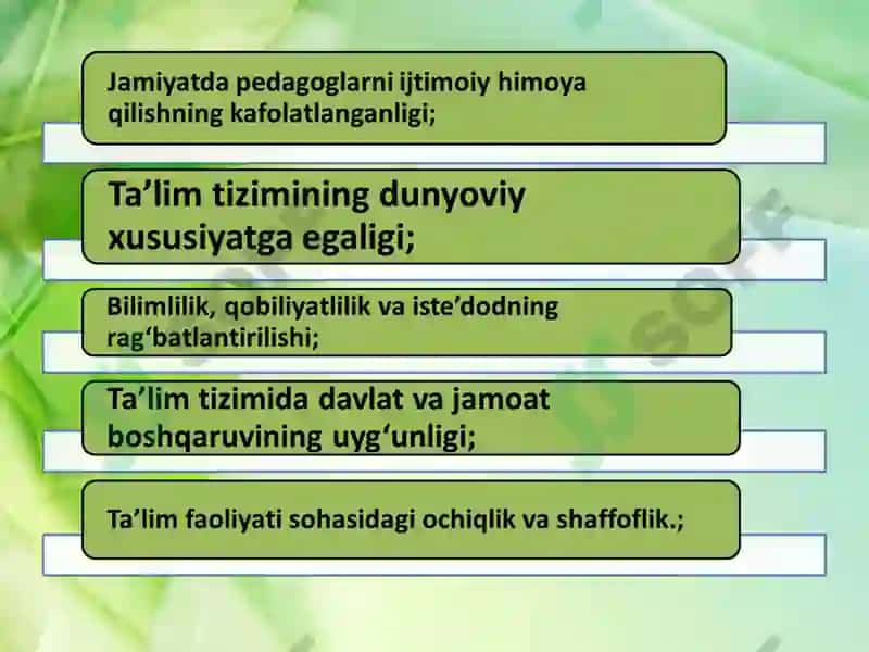Ta’lim sohasidagi asosiy prinsiplar 4