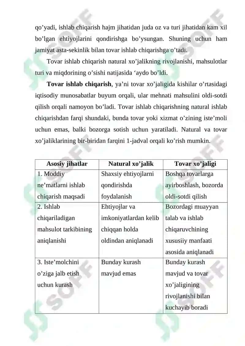 Natural ishlab chiqarishdan tovar ishlab chiqarishga o’tish va uning rivojlanishi 4