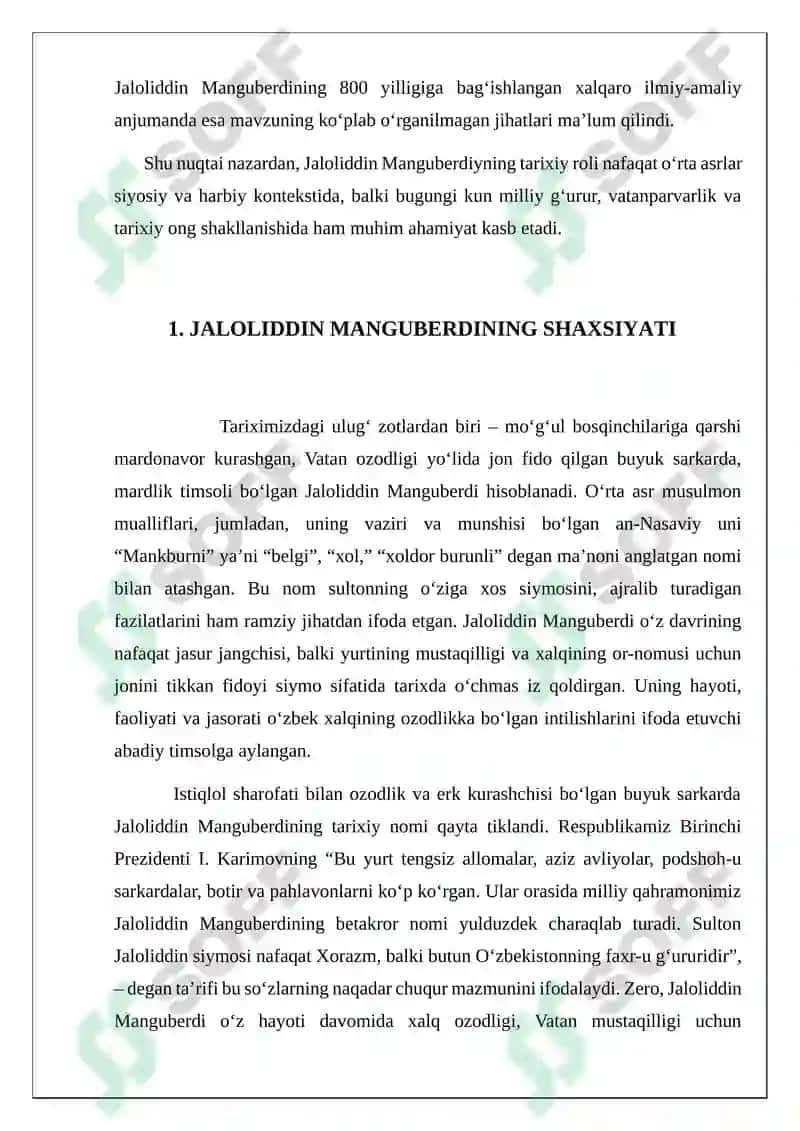 JALOLIDDIN MANGUBERDI -VATAN HIMOYACHISI VA MILLIY QAHRAMON SIFATIDAGI TARIXIY OʻRNI” 4