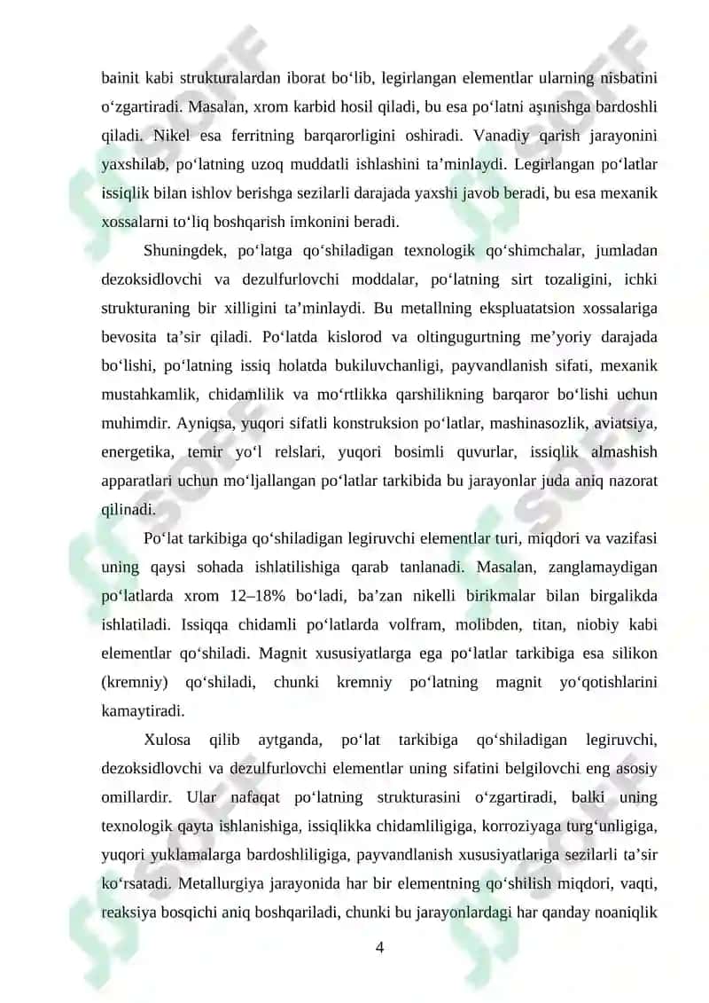Po‘lat tarkibidagi ishlov beruvchi qo‘shimchalar, Zarralar aralashmalari 4