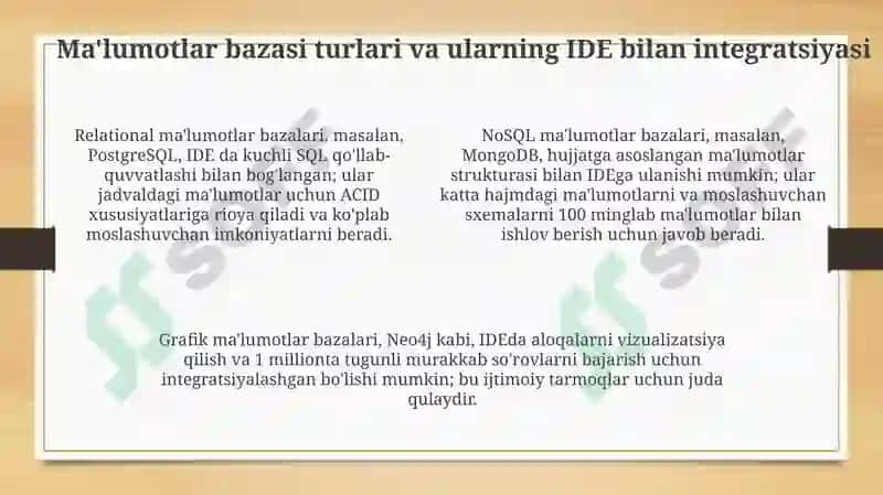IDEda Ma'lumotlar Bazalariga Ulanish: Turlari va Sozlash 4