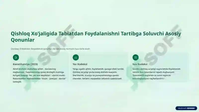Qishloq Xo‘jaligida Tabiatdan Foydalanishning Huquqiy Asoslari 4