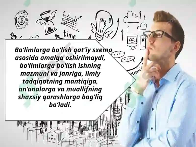 Matnni ma’noviy qismlarga bo‘lish tamoyillari. Reja. Rejaning turlari 4