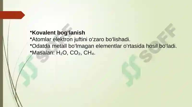Kimyoviy bog'lanishning hosil bo'lishi 4