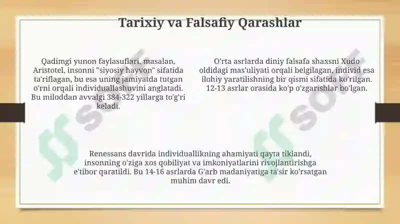 Shaxs, Individ va Individuallik: Asosiy Tushunchalar 4
